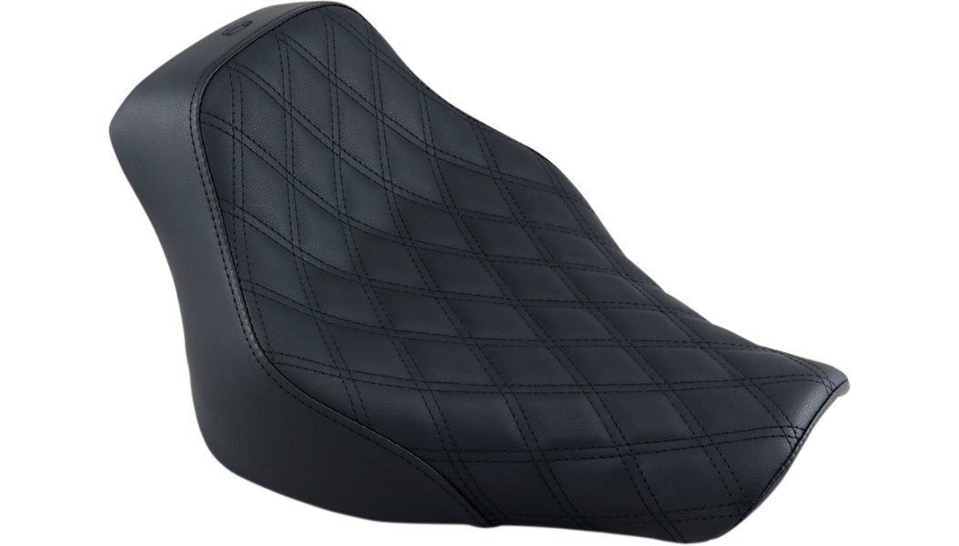 SADDLEMEN Renegade Seat - Lattice Stitched - Black -18+ Softail Deluxe/Heritage Classic 818-33-002LS - PartsOutlet.com.au