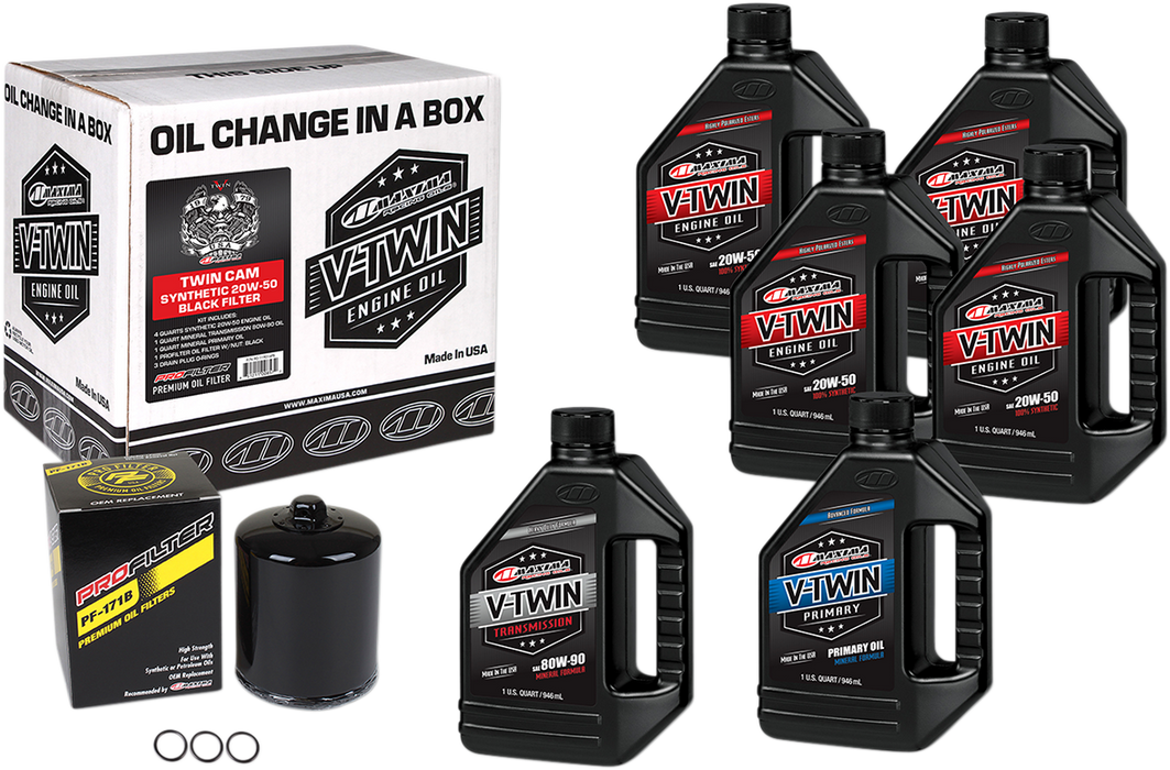 MAXIMA RACING OIL '99-'17 Twin Cam Synthetic 20W-50 Oil Change Kit - Black Filter 90-119016PB - PartsOutlet.com.au