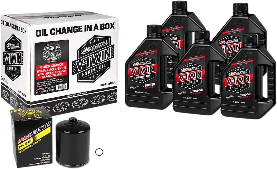 MAXIMA RACING OIL Quick Change 2017+ M8 Synthetic 20W-50 Oil Change Kit - Black Filter 90-129015PB - PartsOutlet.com.au