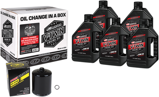 MAXIMA RACING OIL Quick Change 2017+ M8 Synthetic 20W-50 Oil Change Kit - Black Filter 90-129015PB - PartsOutlet.com.au