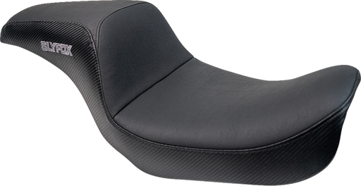 SLYFOX Drifter Seat - Gray Logo - Black Vinyl w/ Slipstop - Carbon Fiber - Dyna '96-'03 4883B-slyfox
