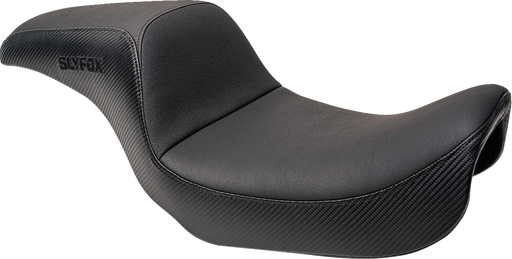 SLYFOX Drifter Seat - Black Logo - Black Vinyl w/ Slipstop - Carbon Fiber - Dyna '96-'03 4683A-slyfox