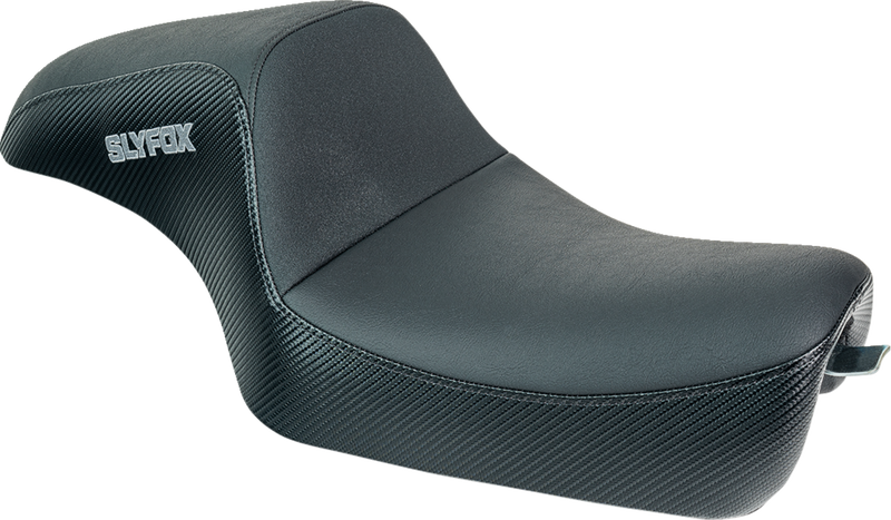 SLYFOX Drifter Seat - Gray Logo - Black Vinyl w/ Slipstop - Carbon Fiber - XL '04-'22 4684B-slyfox