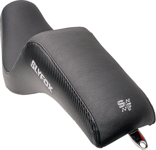 SLYFOX Drifter Seat - Gray Logo - Black Vinyl w/ Slipstop - Carbon Fiber - Dyna '96-'03 4883B-slyfox