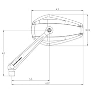 ARLEN NESS MINI STOCKER FORGED MIRRORS, RED - RIGHT - 13-155 - PartsOutlet.com.au
