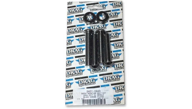 DRAG SPECIALTIES Shock Mount Kit Black Chrome - Harley-Davidson Sportster 2004-2017 - MKDR8BK - PartsOutlet.com.au