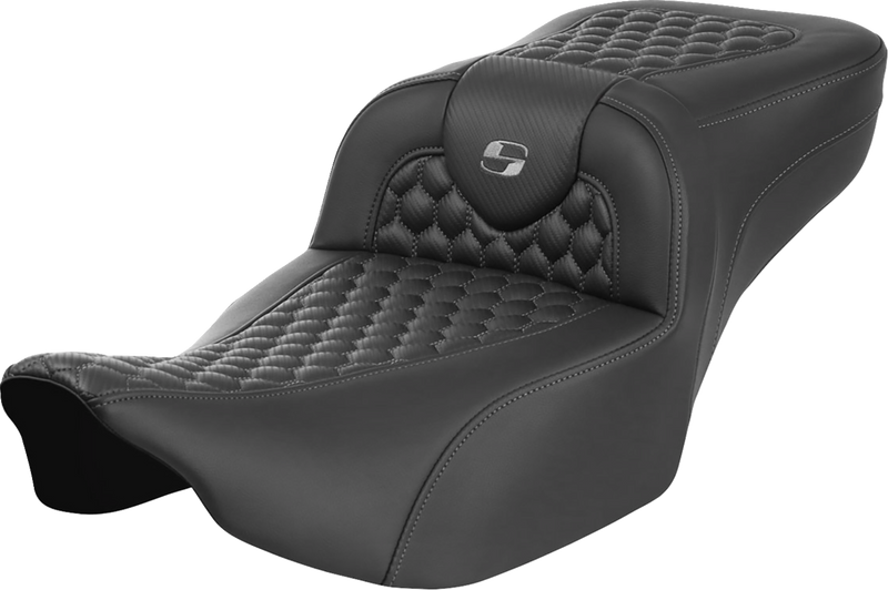 SADDLEMEN Roadsofa Extended Reach Seat - without Backrest - Honeycomb - Dark Gray Stitch - FLTR/FLHX '23-'24 823-07-19002 - PartsOutlet.com.au