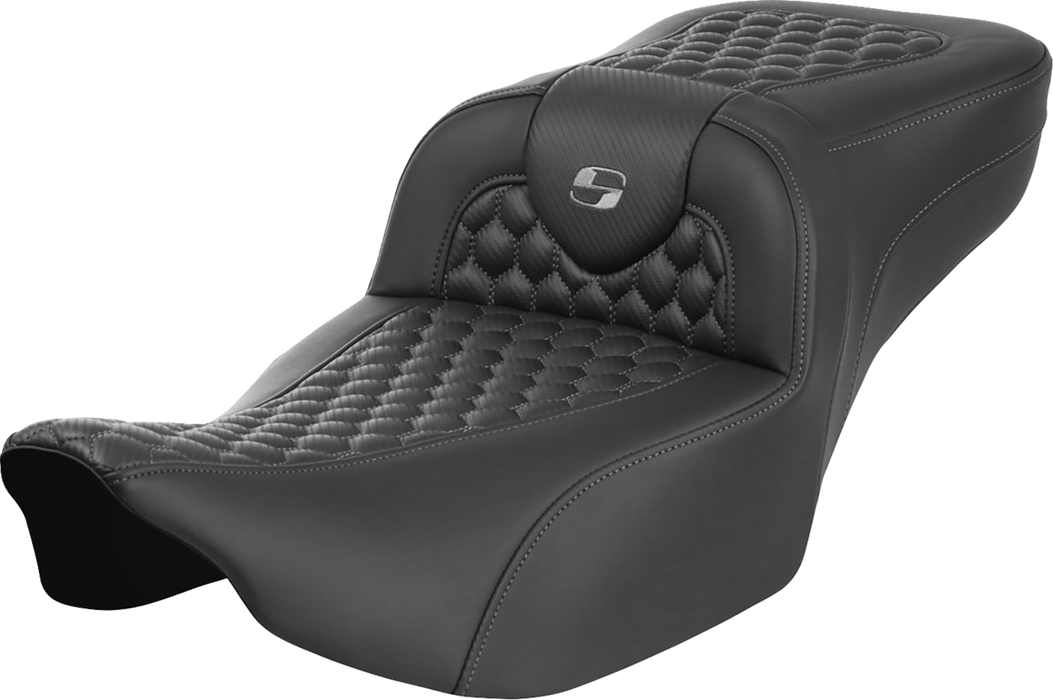 SADDLEMEN Roadsofa Extended Reach Seat - without Backrest - Honeycomb - Dark Gray Stitch - FLTR/FLHX '23-'24 823-07-19002 - PartsOutlet.com.au