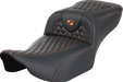 SADDLEMEN Roadsofa Extended Reach Seat - without Backrest - Honeycomb - Orange Stitch - FLTR/FLHX '23-'24 823-07-19003 - PartsOutlet.com.au