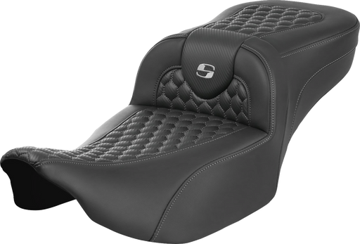 SADDLEMEN Roadsofa Extended Reach Seat - without Backrest - Honeycomb - Silver Stitch - FLTR/FLHX '23-'24 823-07-19005 - PartsOutlet.com.au