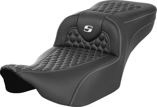 SADDLEMEN Roadsofa Extended Reach Seat - without Backrest - Honeycomb - White Stitch - FLTR/FLHX '23-'24 823-07-19006 - PartsOutlet.com.au