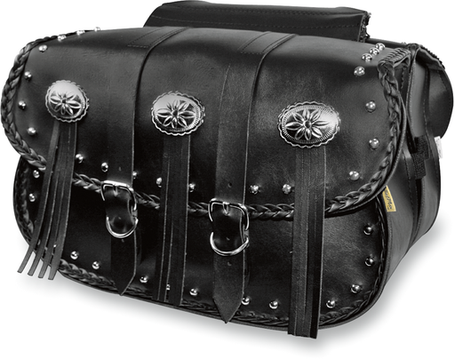 WILLIE & MAX LUGGAGE Warrior Saddlebag - Black - Studded - Black 58320-00