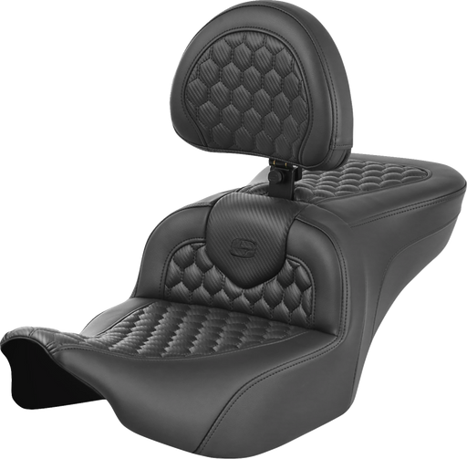 SADDLEMEN Roadsofa Seat - with Backrest - Honeycomb - FLTR/FLHX '23-'24 823-07-189B0 - PartsOutlet.com.au