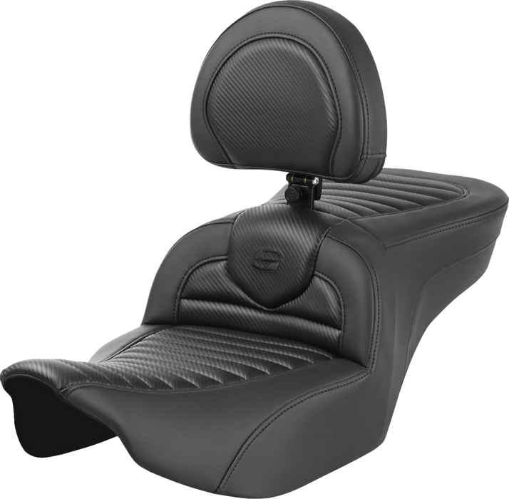 SADDLEMEN Roadsofa Seat - with Backrest - Tuck-n-Roll - Carbon Fiber - FLTR/FLHX '23-'24 823-07-204B0 - PartsOutlet.com.au