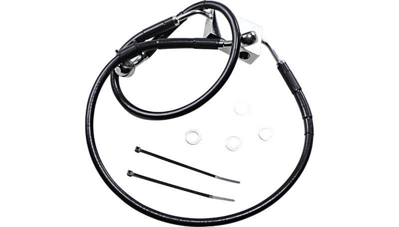 DRAG SPECIALTIES Brake Line - Front - +4" - Black - '14-'22 XL - 614743-4BLK