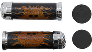 DRAG SPECIALTIES Grips - Skull Grips - Red Eyes - Harley-Davidson 1980-2022 - Chrome 17-0505CDTS - PartsOutlet.com.au