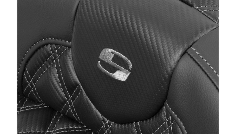 SADDLEMEN Roadsofa Extended Reach Seat - without Backrest - Lattice Stitch - Gray Stitch - FLTR/FLHX '23-'25 - 823-07-207B2