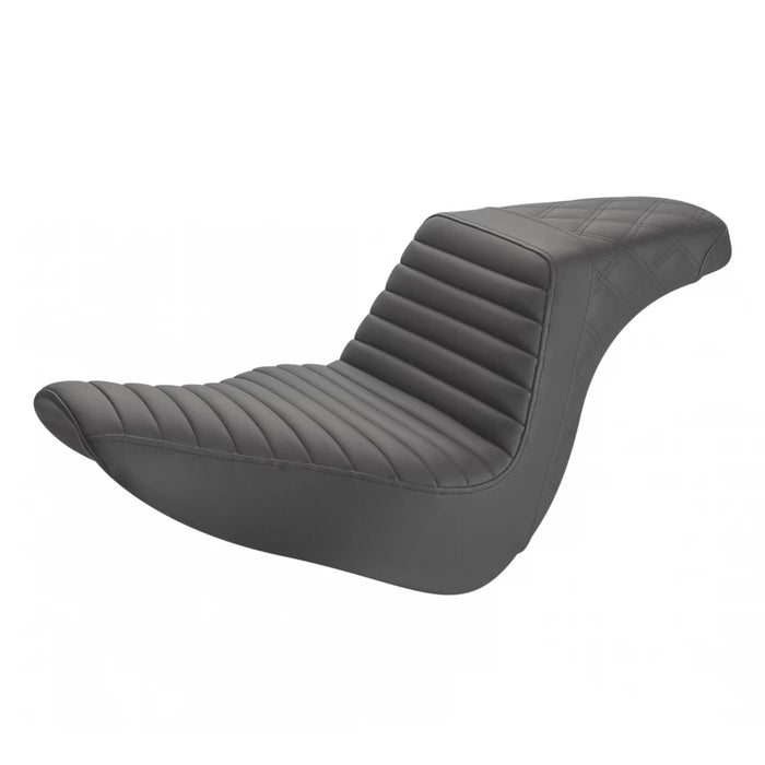 SADDLEMEN Step Up Seat - Tuck and Roll/Lattice Stitched - 18+ Low Rider / Sport Glide - Black 818-29-176