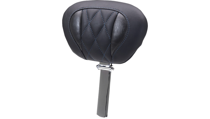 MUSTANG Deluxe Driver Backrest - Diamond - Sky Blue Stitching - FLT/FLH '23-'25 - 89460SB