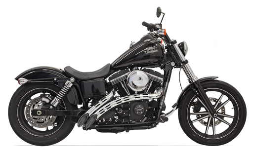 BASSANI XHAUST Sweeper Exhaust - '86-'17 Softail & Dyna - Black/Chrome 1SD2F - PartsOutlet.com.au