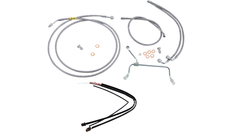 BURLY BRAND Handlebar Cable/Brake Line Kit - Complete - 13" Ape Hanger Handlebars - Stainless Steel - Harley-Davidson '17-'20 - B30-1238