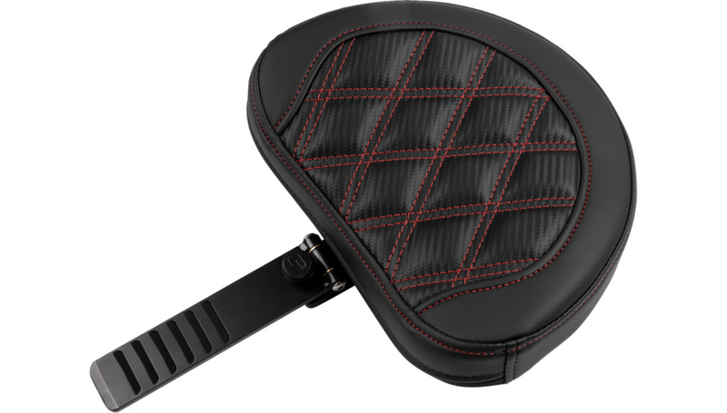 SADDLEMEN Roadsofa Extended Reach Seat - with Backrest - Lattice Stitch w/ Carbon - Red Stitch - FLTR/FLHX '23-'25 - 823-07-207B4