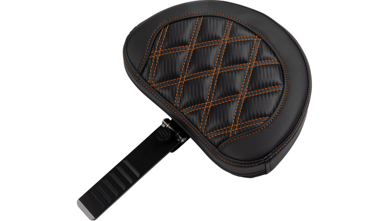 SADDLEMEN RoadSofa Seat - with Backrest - Carbon Fiber - Lattice Stitch - Orange Stitch - FLTR/FLHX '23-'25 - 823-07-206B3