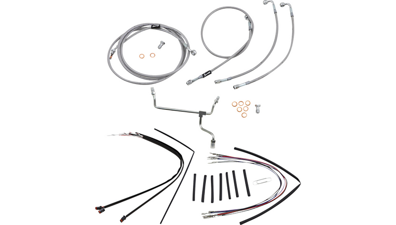 BURLY BRAND Handlebar Cable/Brake Line Kit - Complete - 16" Ape Hanger Handlebars - Stainless Steel - Road Glide '15-'16 - B30-1156