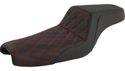 SADDLEMEN Step Up Seat -Lattice Stitched - Red Stitched - 04+ Sportster XL 807-11-172RD - PartsOutlet.com.au