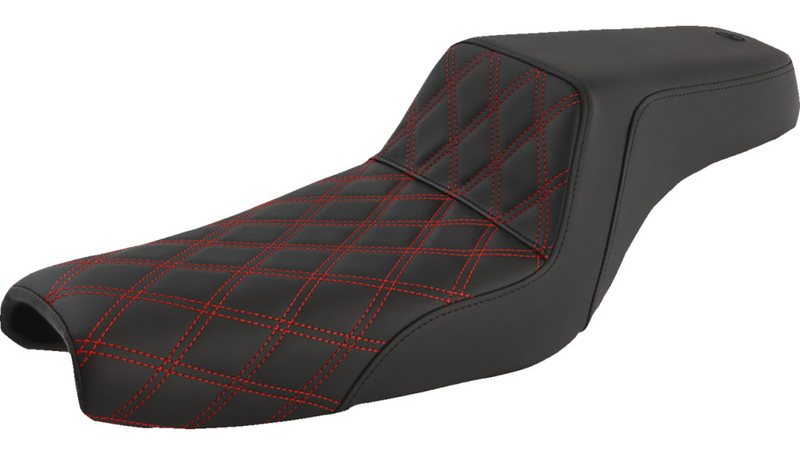 SADDLEMEN Step Up Seat -Lattice Stitched - Red Stitched - 04+ Sportster XL 807-11-172RD - PartsOutlet.com.au