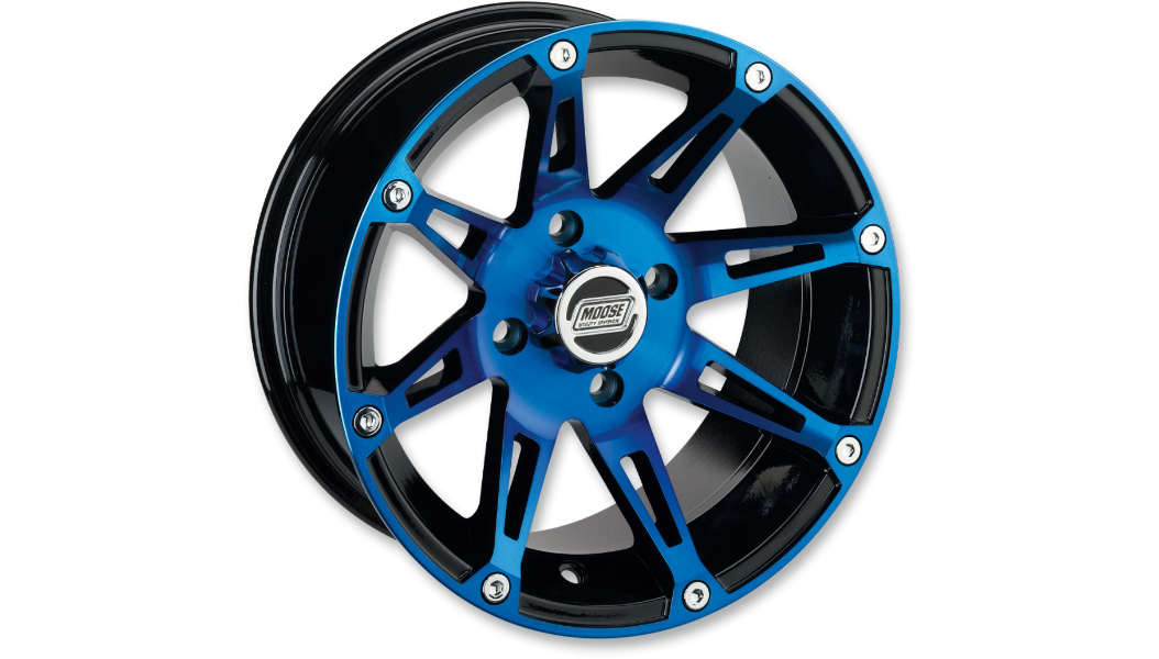 MOOSE UTILITY Wheel - 387X - Front - Anodized Blue/Black - 12x7 - 4/136 - 4+3 - 387MO127136BWB4