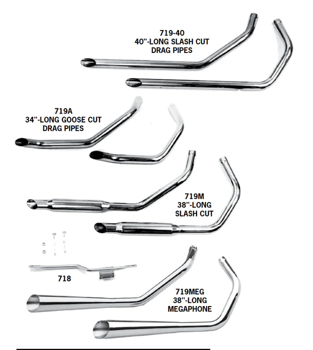 PAUGHCO Exhaust - Slashcut - 38" - '57-'85 XL - 719M