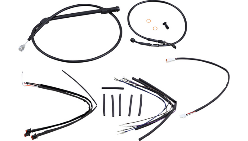 BURLY BRAND Cable Kit - Jail Bar - 12" Handlebars - Softail '18-'24 - Black Vinyl B30-1252