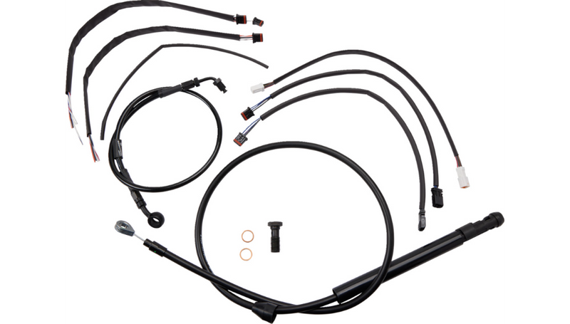 BURLY BRAND Cable Kit - Jail Bar - 14" Handlebars - Softail '18-'24 - Black Vinyl B30-1263