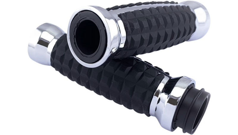 DRAG SPECIALTIES Grips - Grenade - TBW - Harley-Davidson 2008-2024 - Chrome H17-05C6CT - PartsOutlet.com.au