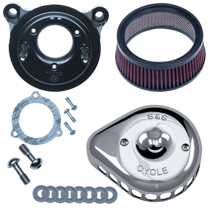 S&S CYCLE Stealth Air Cleaner Kit with Chrome Mini Teardrop Cover for 2008-2017 HD® Touring Models and 2016-2017 Softail®Models - 170-0437 - PartsOutlet.com.au