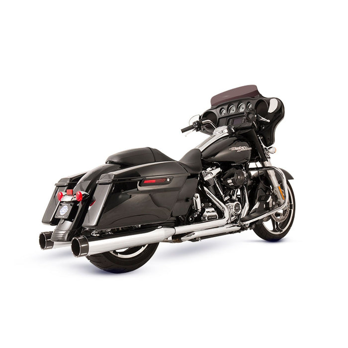 S&S CYCLE EL DORADO EXHAUST SYSTEM for M8 TOURING MODELS–Chrome with Black Highlight Machined Tracer End Cap 550-0701C