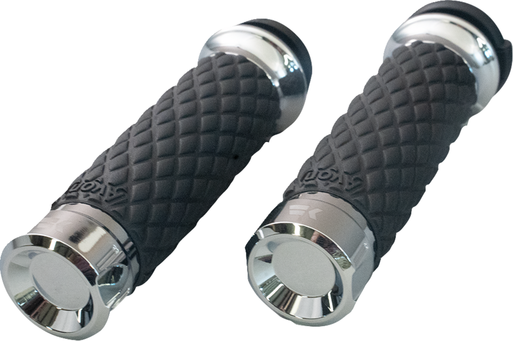 KHROME WERKS Grips - Klassic - Custom Contour - Diamond - Chrome - Harley-Davidson '08-'24 - 500305 - PartsOutlet.com.au