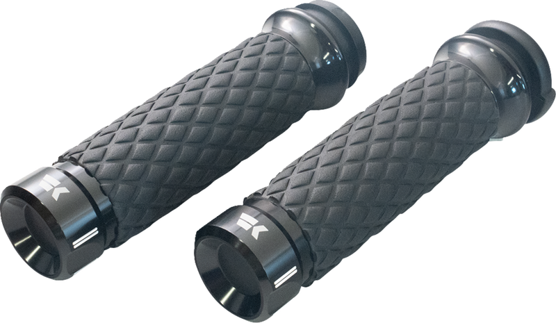 KHROME WERKS Grips - Klassic - Custom Contour - Diamond - Black - Harley-Davidson '08-'24 - 500300 - PartsOutlet.com.au