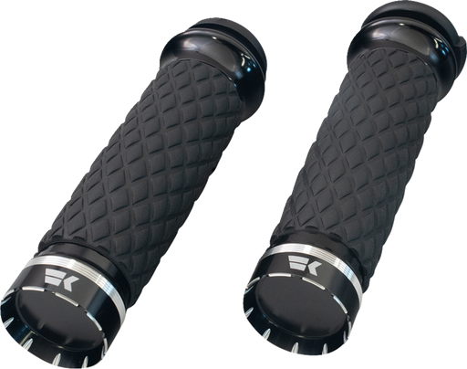 KHROME WERKS Grips - Tracer - Custom Contour - Diamond - Black - Harley-Davidson '08-'24 - 500320 - PartsOutlet.com.au