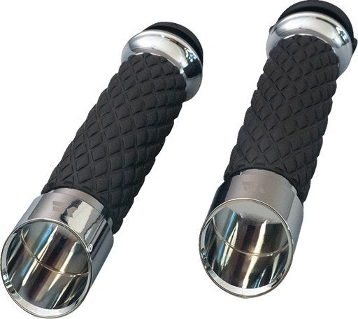 KHROME WERKS Grips - Edge - Custom Contour - Diamond - Chrome - Harley-Davidson '08-'24 - 500315 - PartsOutlet.com.au