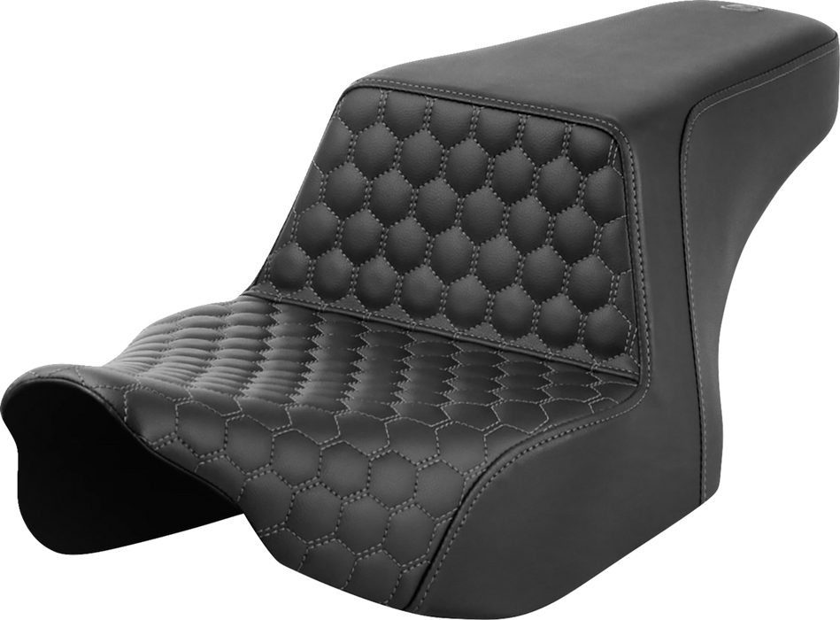 SADDLEMEN Step-Up Seat - Front Honeycomb - Gray Stitching - FL '23-'24 823-07-17702 - PartsOutlet.com.au