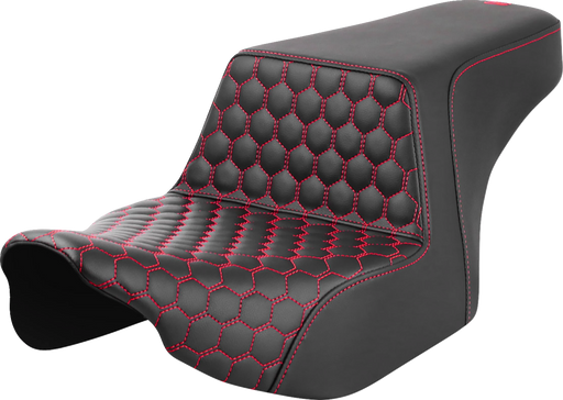 SADDLEMEN Step-Up Seat - Front Honeycomb - Red Stitching - FL '23-'24 823-07-17704 - PartsOutlet.com.au