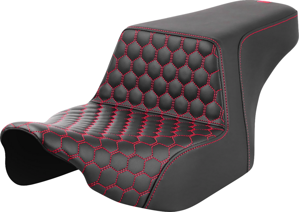 SADDLEMEN Step-Up Seat - Front Honeycomb - Red Stitching - FL '23-'24 823-07-17704 - PartsOutlet.com.au