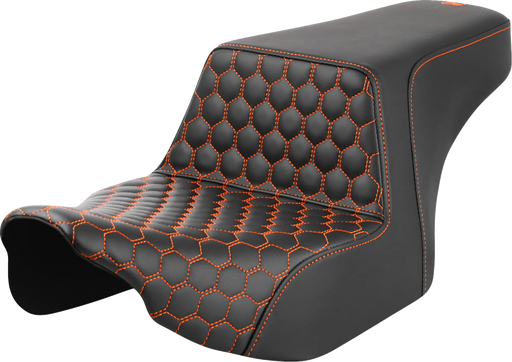 SADDLEMEN Step-Up Seat - Front Honeycomb - Orange Stitching - FL '23-'24 823-07-17703 - PartsOutlet.com.au