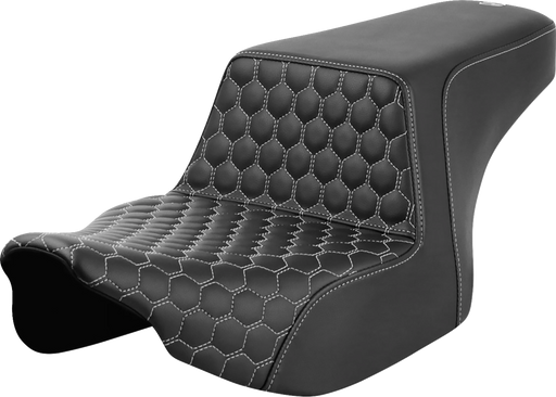 SADDLEMEN Step-Up Seat - Front Honeycomb - Silver Stitching - FL '23-'24 823-07-17705 - PartsOutlet.com.au