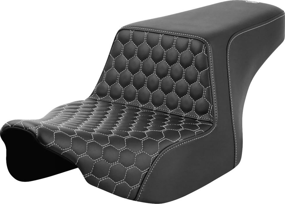 SADDLEMEN Step-Up Seat - Front Honeycomb - Silver Stitching - FL '23-'24 823-07-17705 - PartsOutlet.com.au