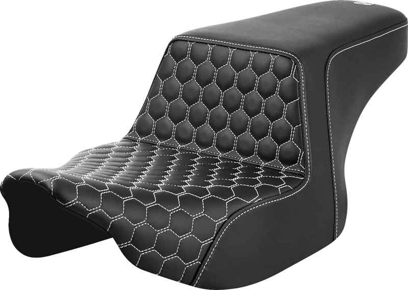 SADDLEMEN Step-Up Seat - Front Honeycomb - White Stitching - FL '23-'24 823-07-17706 - PartsOutlet.com.au