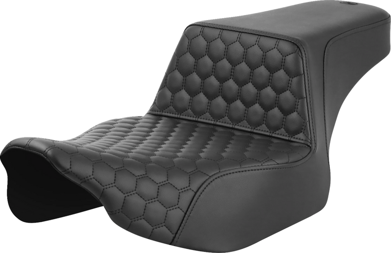 SADDLEMEN Step-Up Seat - Extended Reach - Front Honeycomb - Black Stitch - FL '23-'24 823-07-17800 - PartsOutlet.com.au