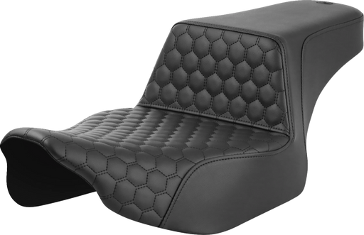 SADDLEMEN Step-Up Seat - Extended Reach - Front Honeycomb - Black Stitch - FL '23-'24 823-07-17800 - PartsOutlet.com.au